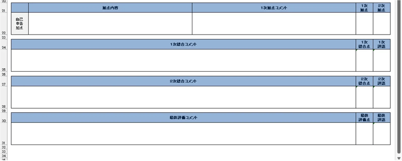 業績評価のシート